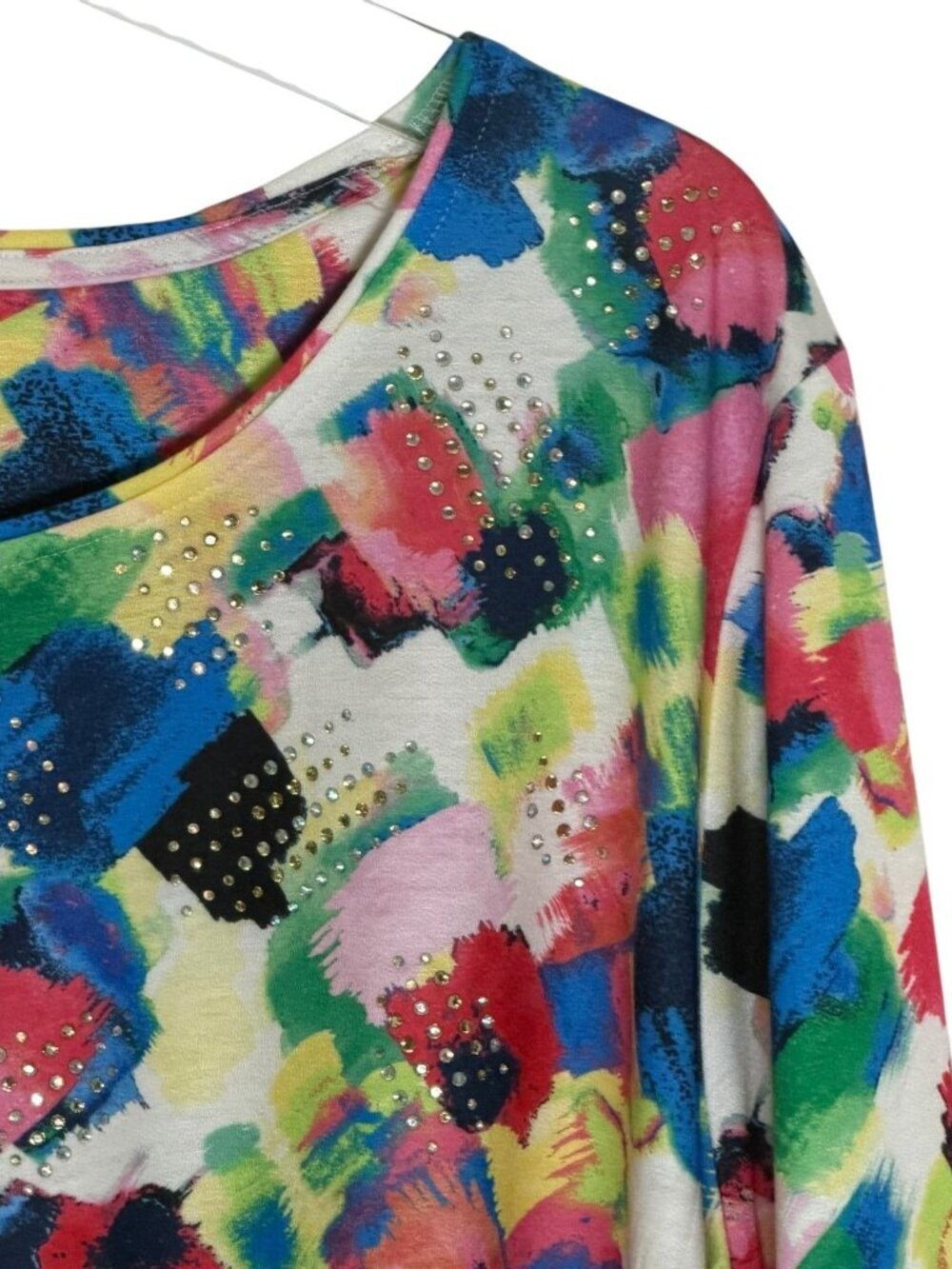 Allison Daley 3X Abstract Studded Tunic Top Colorful NWT Plus - Picture 7 of 9
